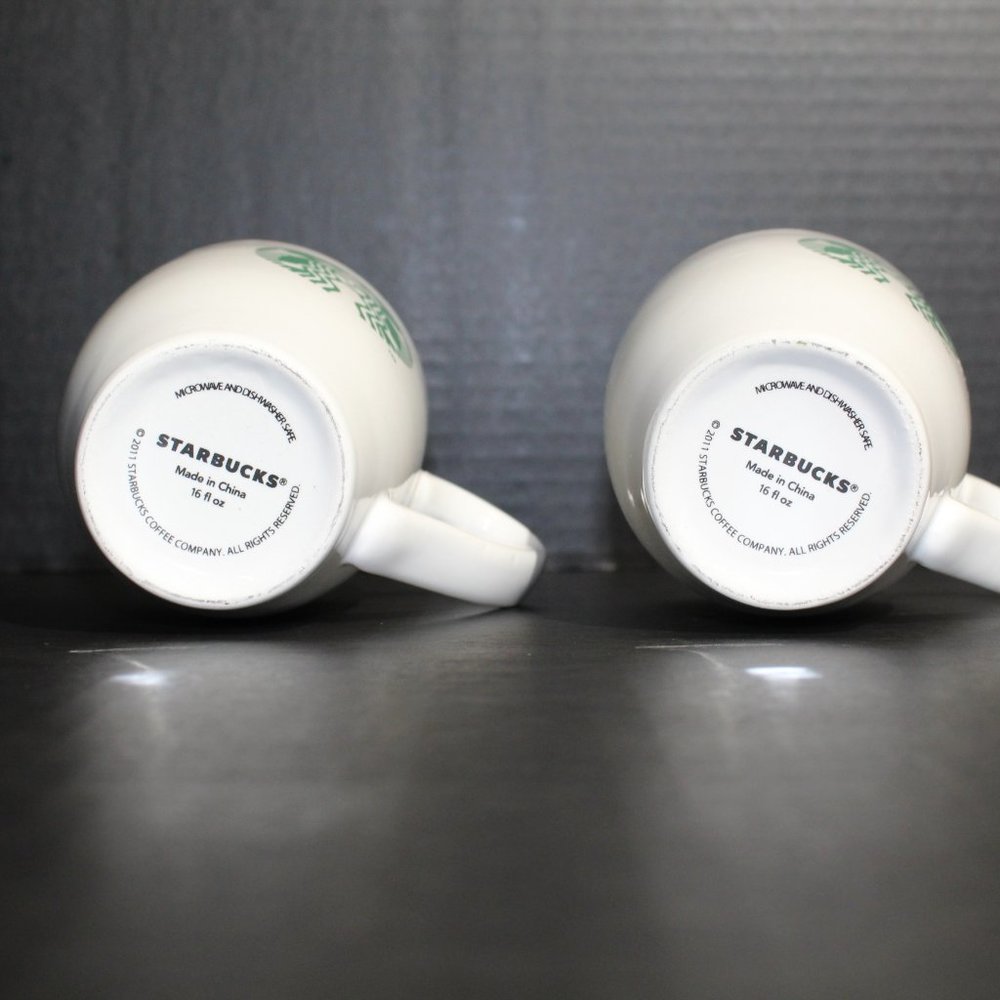2 white Starbucks coffee Mugs *All Drink ware B1G1 - Picture 4 of 5